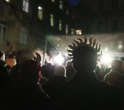 Užgavėnių &scaron;ventė Vilniaus mokytojų namų kiemelyje