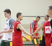Lietuvos vyrų krep&scaron;inio rinktinės pirmoji treniruotė krep&scaron;inio salėje