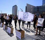 Protesto akcija dėl mokyklų reorganizavimo