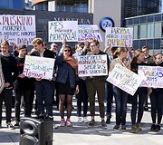 Protesto akcija dėl mokyklų reorganizavimo