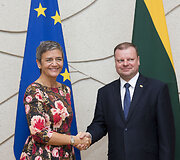 Saulius Skvernelis susitiko su Europos Sąjungos konkurencijos komisare Margrethe Vestager