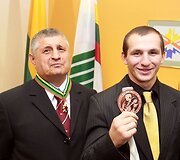 Treneris Jurijus Kolyčevas ir Egidijus Kavaliauskas