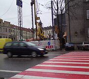 Prie statybvietės Vilniaus centre įrengta laikinoji pėsčiųjų perėja
