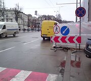 Prie statybvietės Vilniaus centre įrengta laikinoji pėsčiųjų perėja
