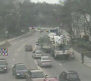 Dėl sunkvežimio avarijos kitiems vairuotojams tapo sunkiau įvažiuoti į transporto žiedą ir į Olandų gatvę i&scaron; jo.