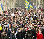 Ukrainą palaikantys protestuotojai
