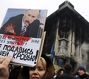 Ukrainą palaikantys protestuotojai