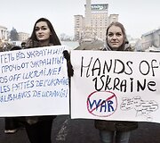 Ukrainą palaikantys protestuotojai