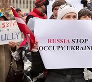 Ukrainą palaikantys protestuotojai