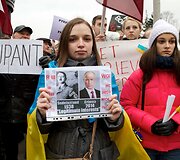 Ukrainą palaikantys protestuotojai
