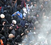 Protestuotojai Romos gatvėse