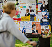 Rinkiminiai plakatai Gri&scaron;kabūdyje