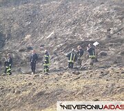 Ugniagesiai, užgesinę degančią žolę