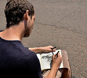 Talentingas menininkas, pie&scaron;iantis Edinburge