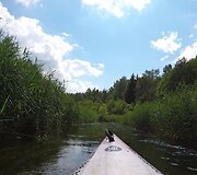Ekspedicijos &bdquo;Baidarė upėje&ldquo; dalyviai plaukia Lakaja
