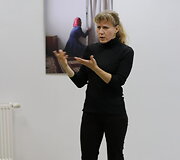 Kaune parodyto forumo teatro &bdquo;4ROOMS&ldquo; spektaklio-diskusijos &bdquo;Ką rei&scaron;kia būti musulmonu Lietuvoje?&ldquo; akimirka