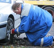 Blokuojami automobilio ratai. 
