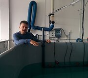 Mokslininkas i&scaron; Vokietijos B.Buck yra Klaipėdoje koordindavo krevečių auginimo sistemos įdiegimą.