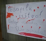 Kauniečių atne&scaron;ti plakatai.