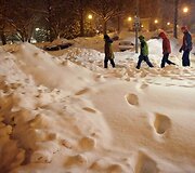 Sniegas ir toliau paralyžiuoja Niujorką