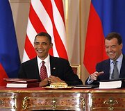 B.Obama ir D.Medvedevas 