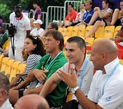Lietuvių rungtynes su argentiniečiais stebėjo ir legendinis krep&scaron;ininkas &Scaron;arūnas Marčiulionis.