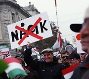 Protesto Vengrijoje akimirkos