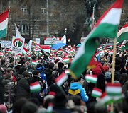 Protesto Vengrijoje akimirkos