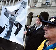 Protesto Vengrijoje akimirkos