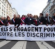 Homoseksualų santuokų rėmėjai i&scaron;ėjo į Paryžiaus gatves