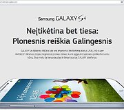 &bdquo;Samsung&ldquo; svetainėje naujasis &bdquo;Galaxy S4&ldquo; pristatomas tekstais, kuriuose apstu klaidų. 