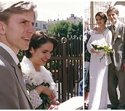 Margarita Drobiazko ir Povilas Vanagas savo vestuvių dieną 2000-aisiais