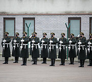 Lietuvos kariuomenės pajėgų vėliavų pakėlimo ceremonija Lietuvos didžiojo kunigaik&scaron;čio Gedimino &scaron;tabo batalione