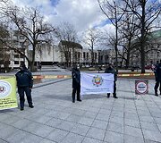 Pareigūnų akcija prie Vyriausybės