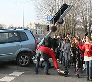 Vilniuje vėl nuverstas &scaron;viesoforas