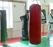 Taekwondo kovotojas Vitoldas Dzikevičius treniruotėje