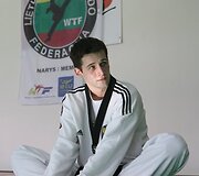 Taekwondo kovotojas Vitoldas Dzikevičius treniruotėje