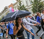 Vilniaus universiteto darbuotojų, studentų ir alumnų eisena į VU rūmus
