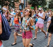 Vilniaus universiteto darbuotojų, studentų ir alumnų eisena į VU rūmus