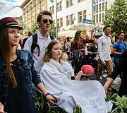Vilniaus universiteto darbuotojų, studentų ir alumnų eisena į VU rūmus