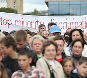 Lenkų protesto mitingas prie Lietuvos respublikos Seimo