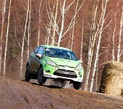 &bdquo;OKarte Autosporta Akademija&ldquo; organizuotų &bdquo;Ford Fiesta R2&ldquo; bandymų Latvijoje akimirka