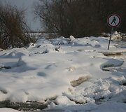 Ledų sangrūdos &scaron;alia kelio ruožo &Scaron;ilutė-Rusnė.