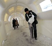 Pripučiamame tunelyje barstomas smėlis