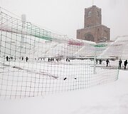 Italijoje apsnigtas stadionas