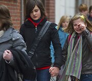 Belgijoje į mokyklą einanti mergaitė nesulaiko a&scaron;arų.