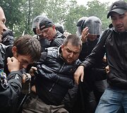 Ukrainos policija susirėmė su demonstrantais
