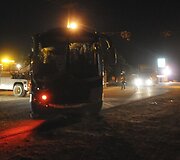 Nutempiamas į avariją patekęs autobusas