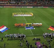 Olandijos ir Vokietijos futbolo rinktinės prie&scaron; rungtynes