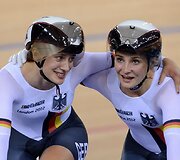 Vokietijos dviratininkės Miriam Welte ir Kristina Vogel